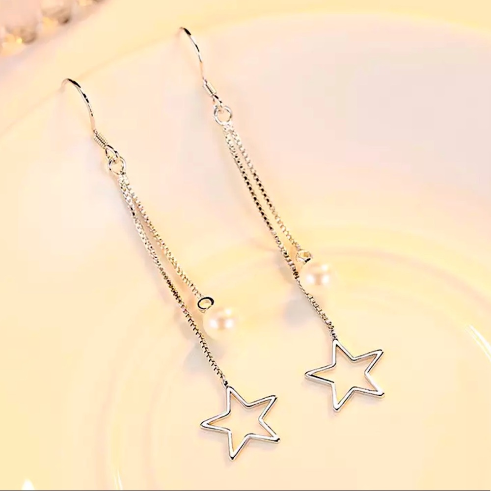 🌟 Sterling Silver 925 Pearl Star ⭐️ Earrings